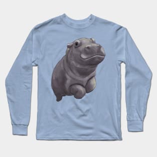 Cute Swimming Baby Pygmy Hippo Long Sleeve T-Shirt